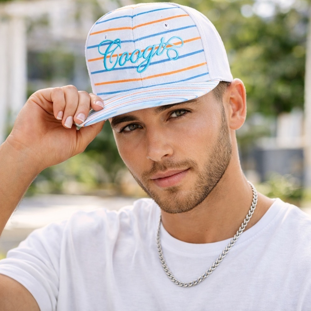 Coogi Striped Orange/blue Mens Ball Cap